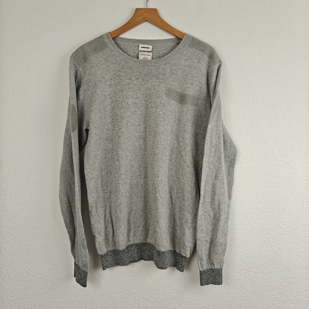 Diesel Grey Patchwork Sweater Mens Small Cotton Wool Streetwear Knit Pullover